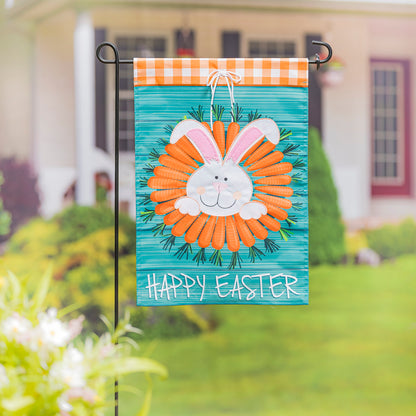 Carrot Wreath Garden Flag; Polyester 12.5"x18"