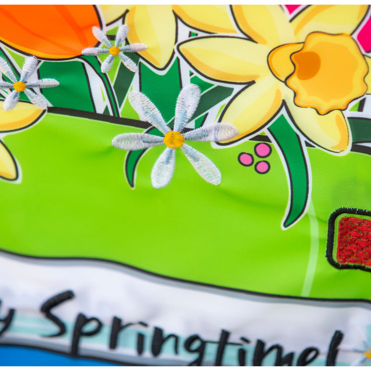 Springtime Truck Printed with Embellishments Garden Flag; Polyester 12.5"x18"