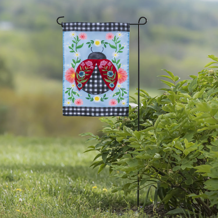 Patterned Ladybug Garden Flag