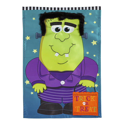 Franken-Monster Friend Printed/Applique Garden Flag; Polyester 12.5"x18"