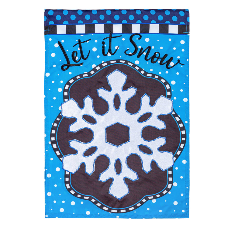 Patterned Snowflake Applique Garden Flag; Polyester 12.5"x18"