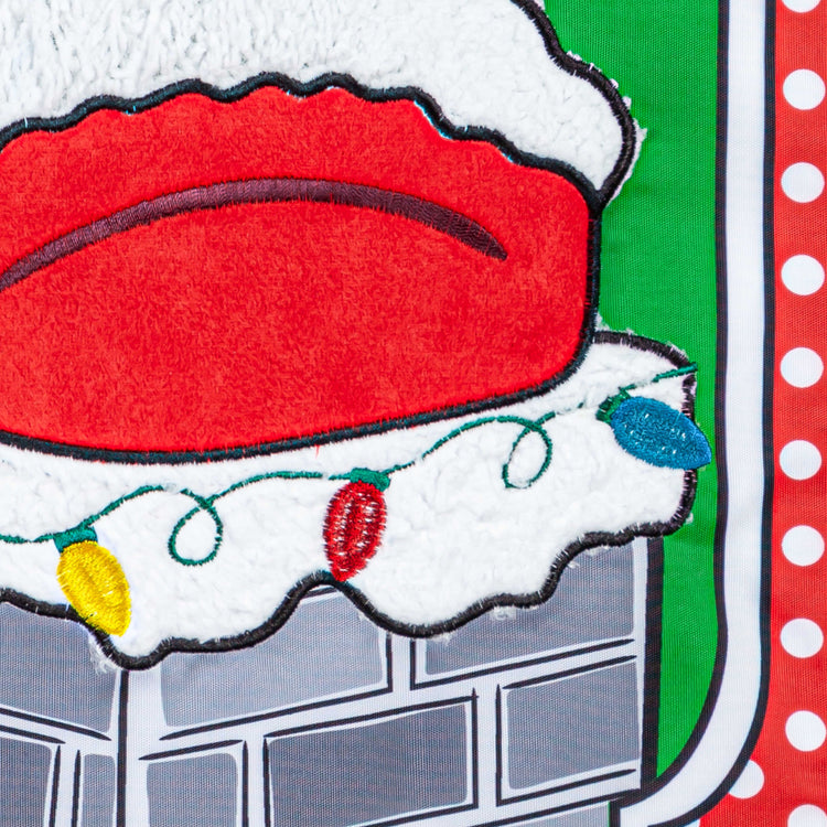 Santa's Coming Down the Chimney Applique Garden Flag; Polyester 12.5"x18"