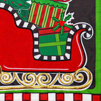 Patterned Christmas Sleigh Applique Garden Flag; Polyester 12.5"x18"