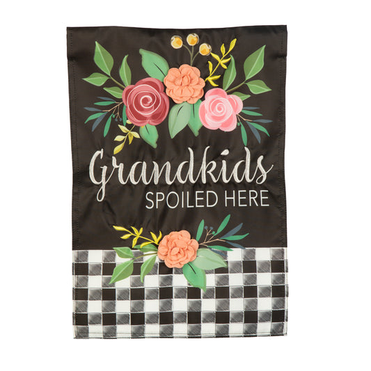 Grandkids Spoiled Here Printed/Applique Garden Flag; Polyester 12.5"x18"