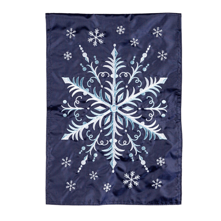 Snowflake Applique Garden Flag; Polyester 12.5"x18"