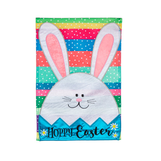 Easter Egg Bunny Printed/Applique Garden Flag; Polyester 12.5"x18"