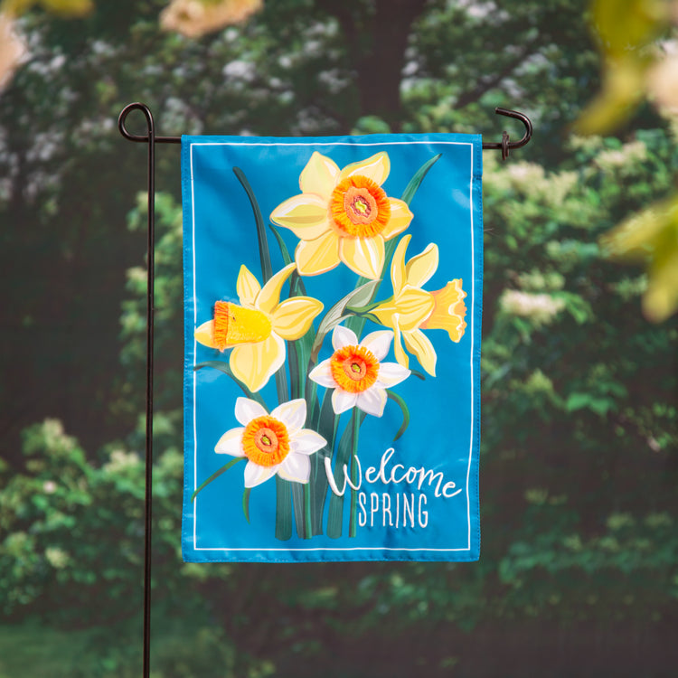 Spring Daffodils Printed/Applique Garden Flag; Polyester 12.5"x18"