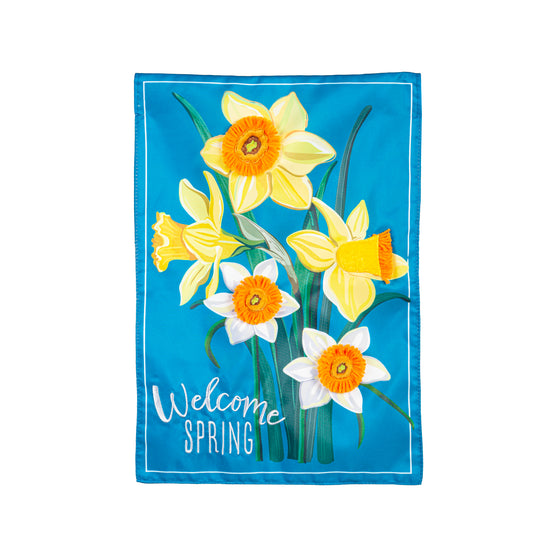 Spring Daffodils Printed/Applique Garden Flag; Polyester 12.5"x18"