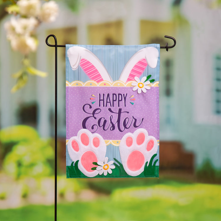 Happy Easter Bunny Printed/Applique Garden Flag; Polyester 12.5"x18"