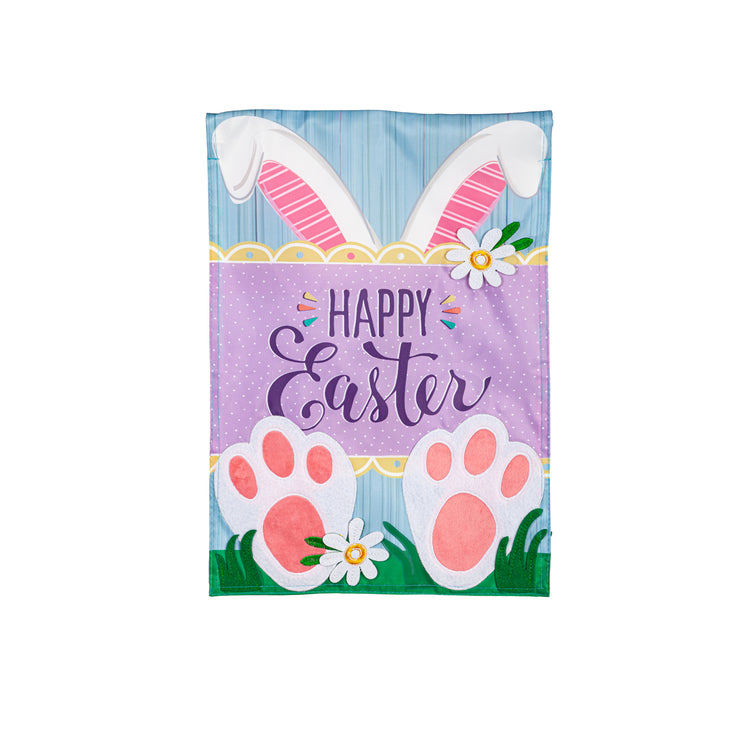 Happy Easter Bunny Printed/Applique Garden Flag; Polyester 12.5"x18"