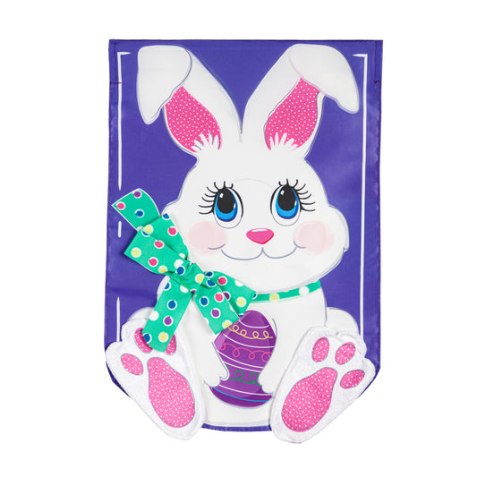 Easter Bunny Printed/Applique Garden Flag; Polyester 12.5"x18"