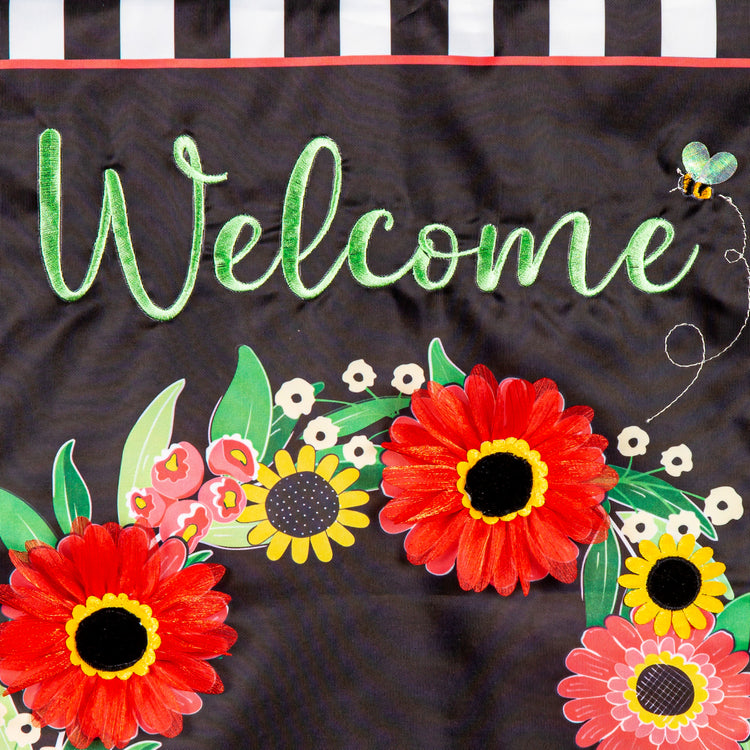 Welcome Wreath Printed/Applique Garden Flag; Polyester 12.5"x18"