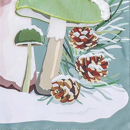 Woodland Winter Mushroom Garden Flag; Polyester