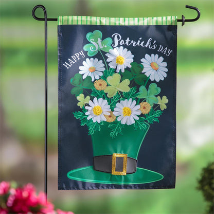 Happy St Patrick's Day Floral Hat Garden Flag