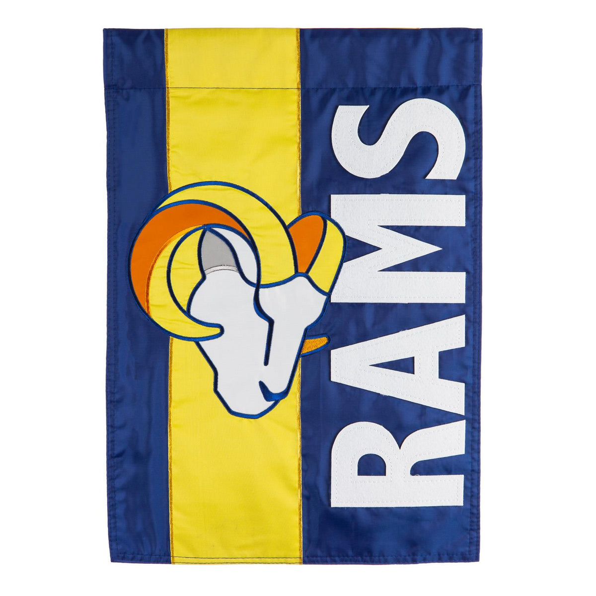 Los Angeles Rams Applique Double Sided Garden Flag; Polyester 12.5"x18"