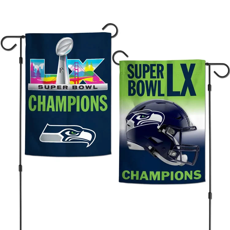 12.5"x18" Seattle Seahawks Super Bowl XL Champions 2-Sided Garden Flag; Polyester