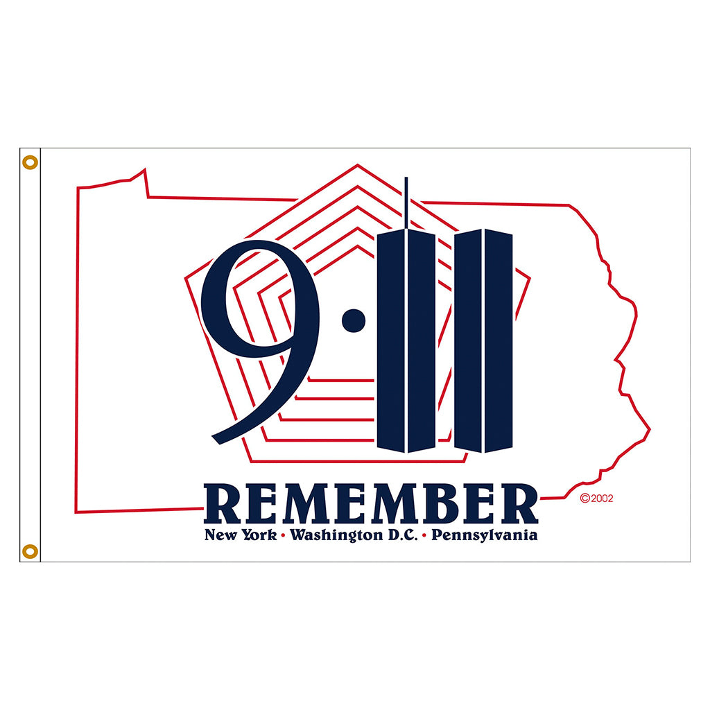 3x5 Remember 9/11 Flag; Nylon H&G