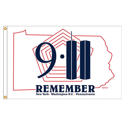 3x5 Remember 9/11 Flag; Nylon H&G