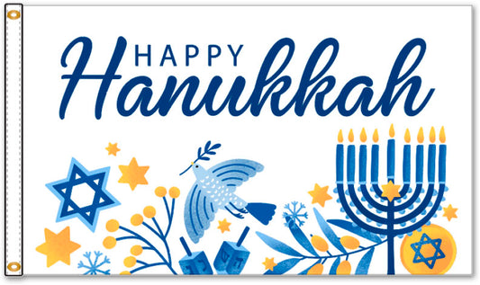 3x5 Happy Hanukkah Flag; Nylon H&G