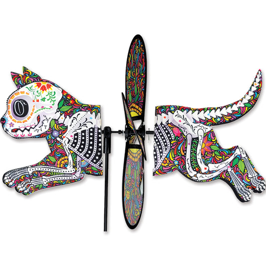 Day of the Dead Cat Spinner; Polyester 18.25"x12.75", diameter 12.75"
