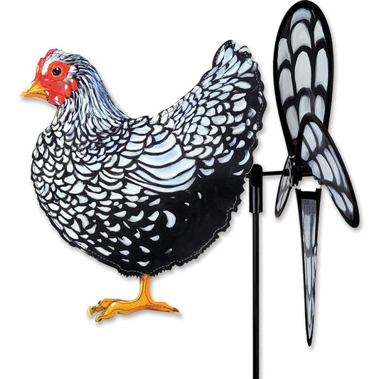 Black & White Chicken Petite Spinner; Polyester 14.5"x11.5"x12.5"OD