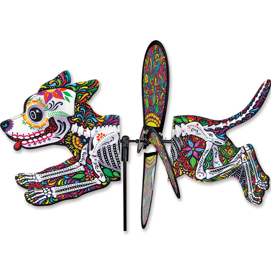 Day of the Dead Dog Spinner; Polyester 18.25"x12.75", diameter 12.75"