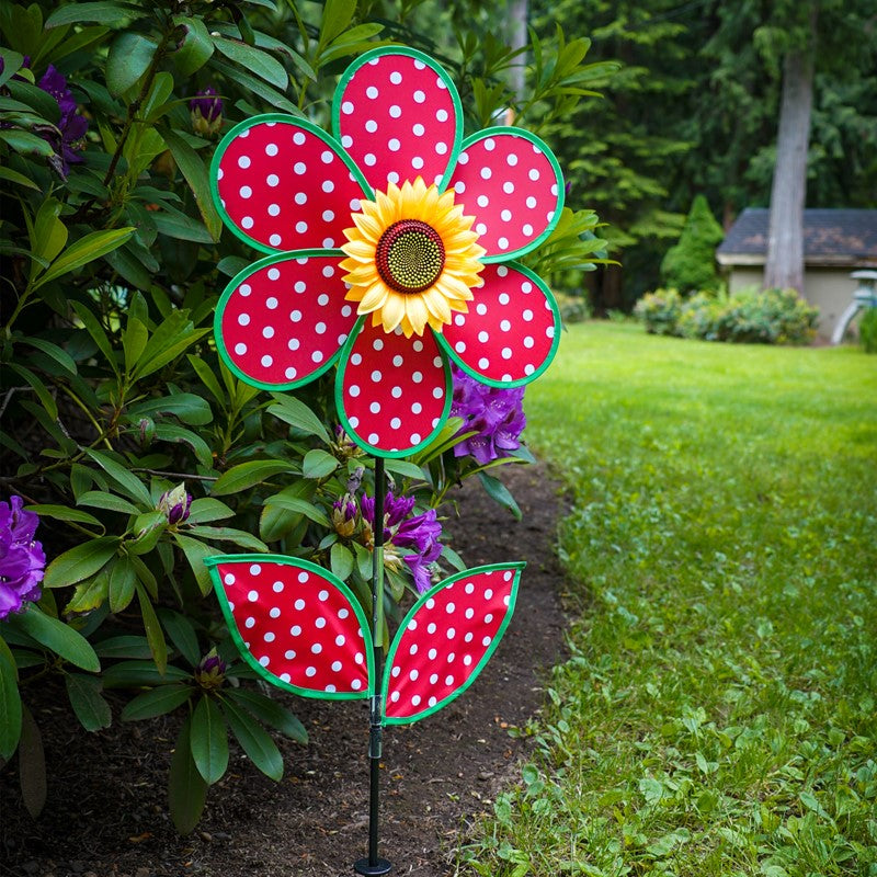 Polka Dot Sunflower Flower Spinner;
