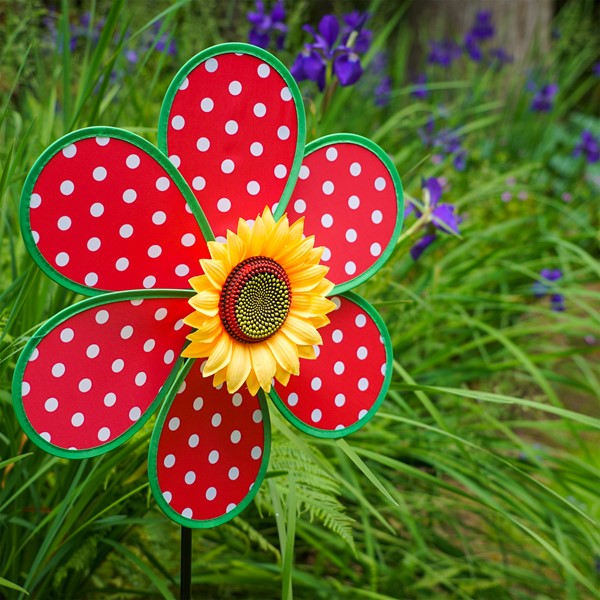 Polka Dot Sunflower Flower Spinner;
