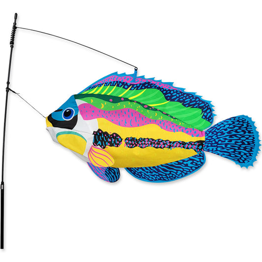 Peacock Wrasse Swimming Fish to include fiberglass hardware & pole; Nylon 23"x13"