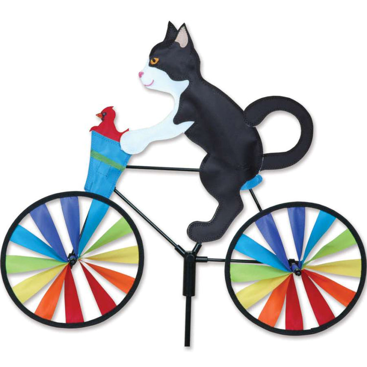 Tuxedo Cat Bicycle Yard Art Spinner