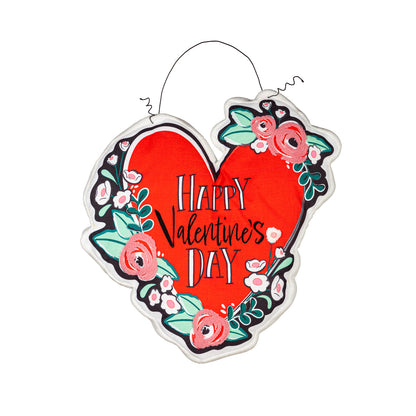 Happy Valentine's Day Heart Estate Door Hanger; Polyester 25"Lx22"W, 28" overall
