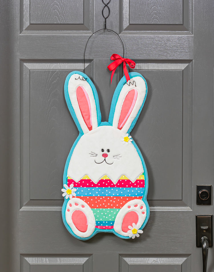 Easter Egg Bunny Door Hanger; Polyester 27"Lx17"W, 33" overall
