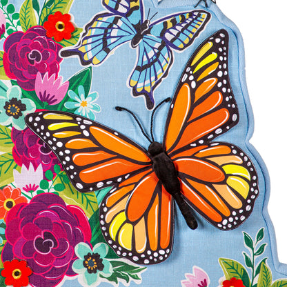 Welcome Home Butterflies Wreath Estate Door Hanger; Polyester
