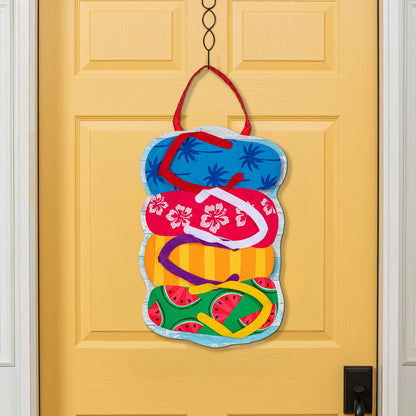 Summertime Stacked Flip Flops Door Decor