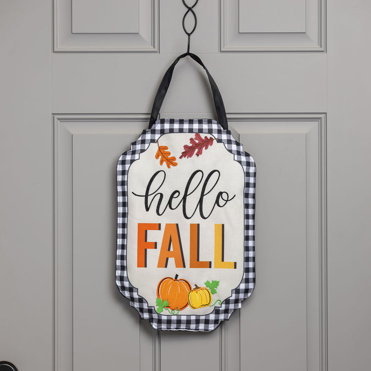 Hello Fall Door Hanger; Burlap 17"Lx11.5"W