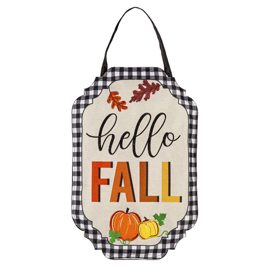 Hello Fall Door Hanger; Burlap 17"Lx11.5"W