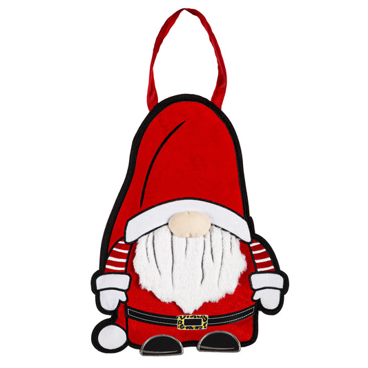 Patterned Santa Gnome Door Hanger; Burlap 17"Lx13"W