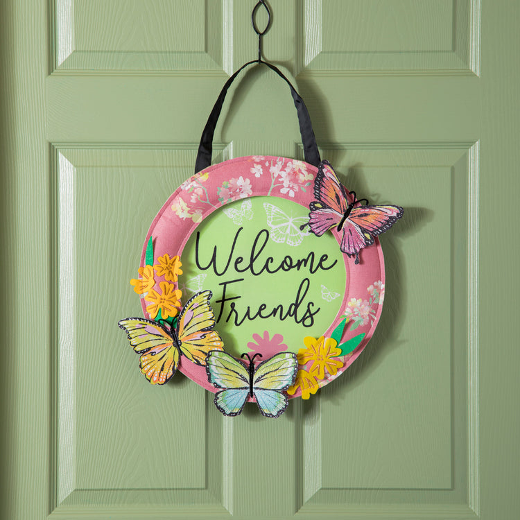 Welcome Friends Butterfly Door Hanger