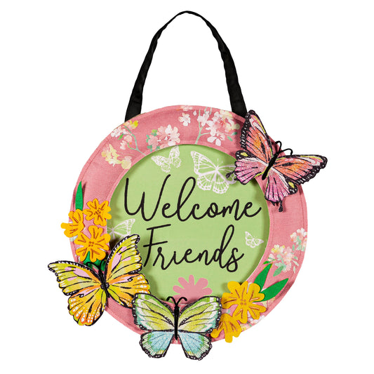 Welcome Friends Butterfly Door Hanger