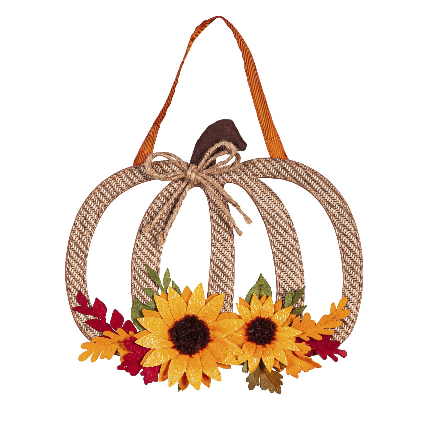 Fall Harvest Pumpkin Door Hanger; Burlap 11.5"Lx14"W