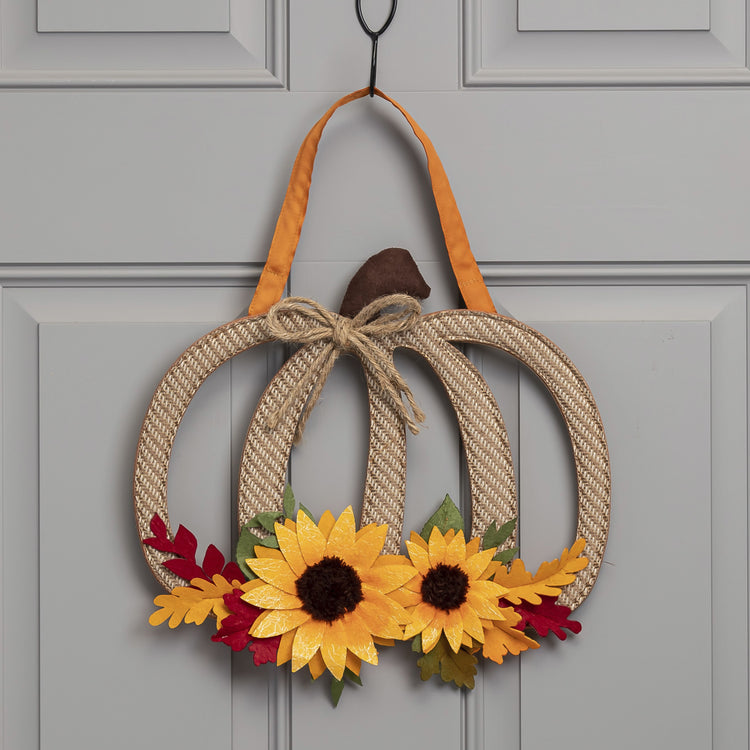 Fall Harvest Pumpkin Door Hanger; Burlap 11.5"Lx14"W