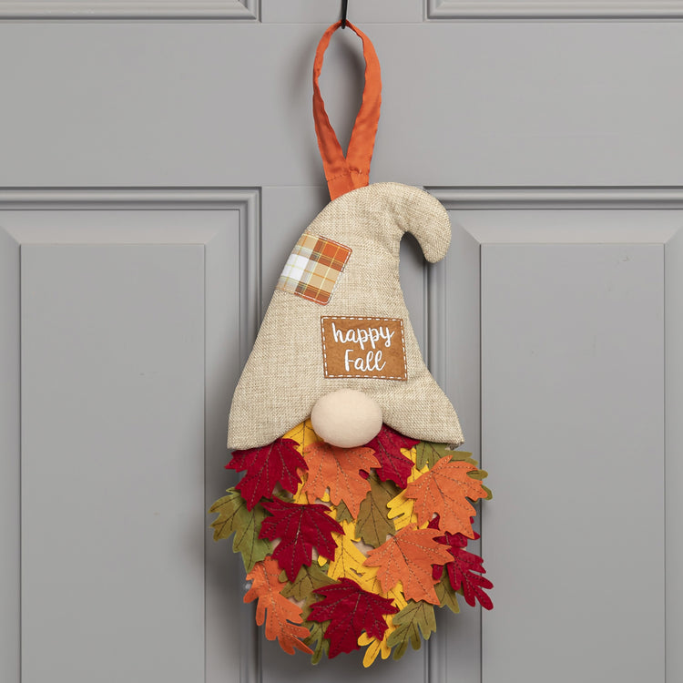Happy Fall Gnome Light Up Door Hanger; Burlap 14"Lx7"W