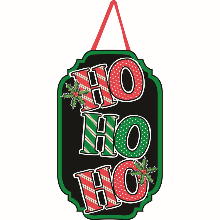 Ho Ho Ho Door Hanger; Burlap 16.5"Lx10.25"W