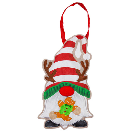 Holiday Gnome Door Hanger; Burlap 17"Lx10"W