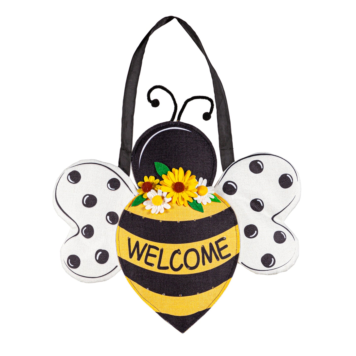 Home Sweet Home Bee Lit Door Hanger; Burlap 17"Lx17"W