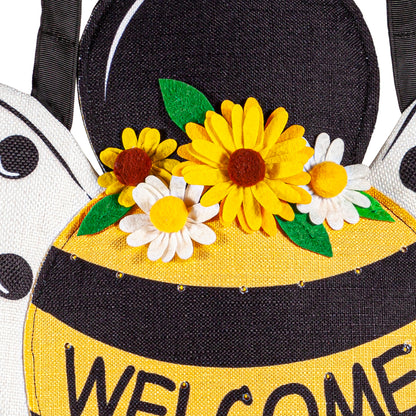 Home Sweet Home Bee Lit Door Hanger; Burlap 17"Lx17"W