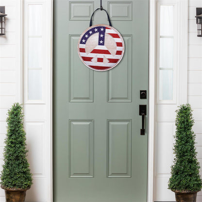 United In Peace Door Hanger; Burlap