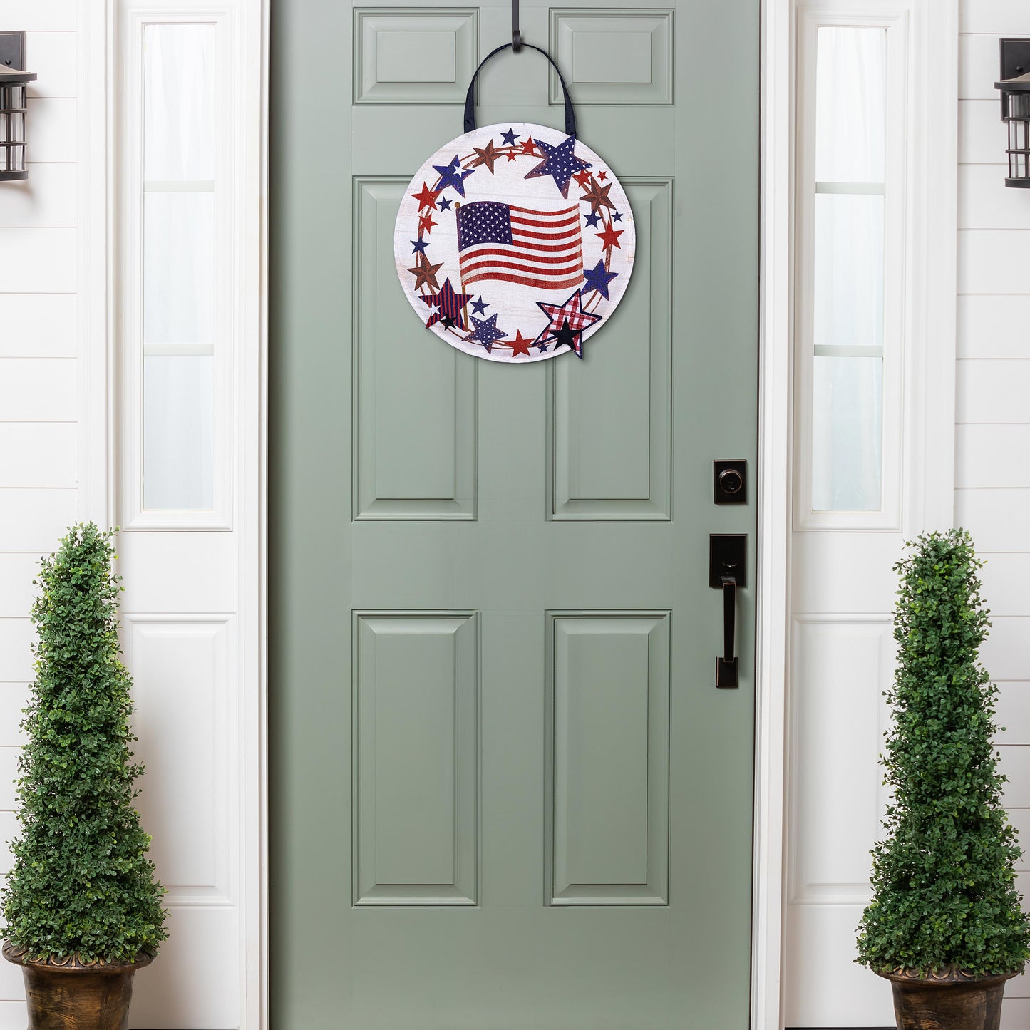 Americana Star Wreath Door Decor Hanger
