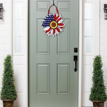 Patriotic Sunflower Door Hanger; Burlap