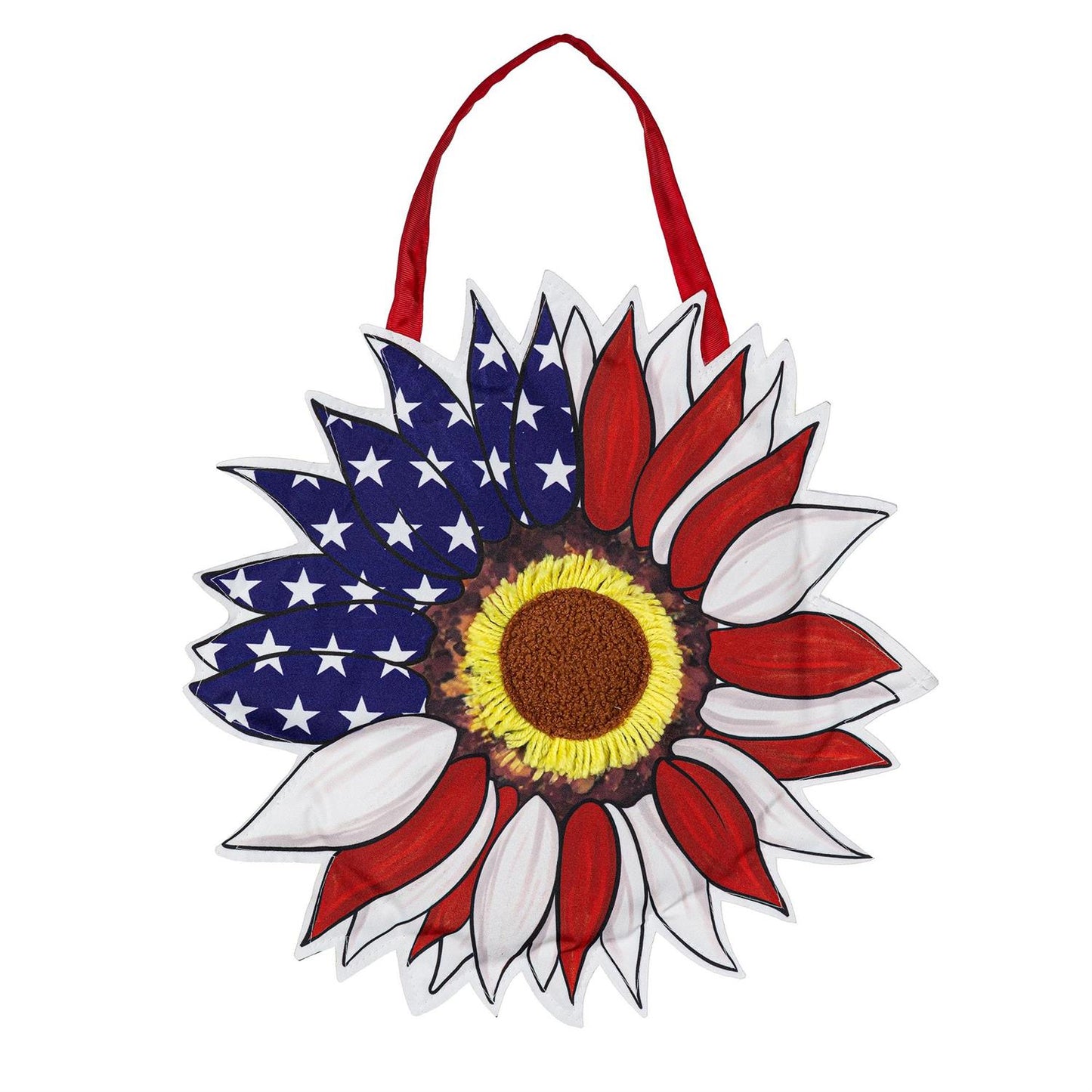 Patriotic Sunflower Door Hanger; Burlap